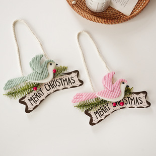 布艺小鸟挂件字母树枝圣诞树挂饰场景布置橱窗门挂创意装饰