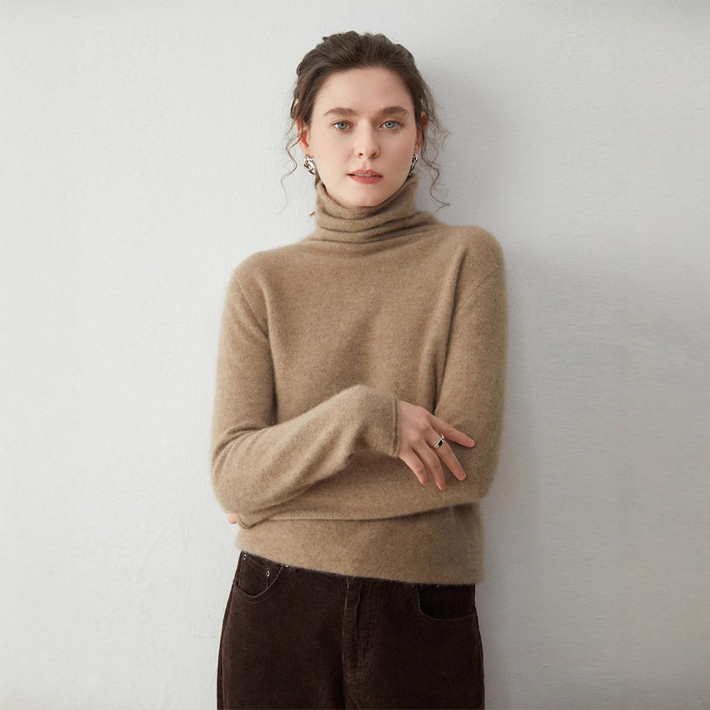 2025时尚新款羊绒针织一线卷边堆堆领女长袖无缝经典百搭羊毛衫上,女装/女士精品,羊绒衫,淘宝优惠券,粉丝福利购,淘宝优惠卷