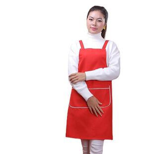 咖啡馆美甲奶茶店厨房服务员工作服定做制服呢背带围裙定制印logo