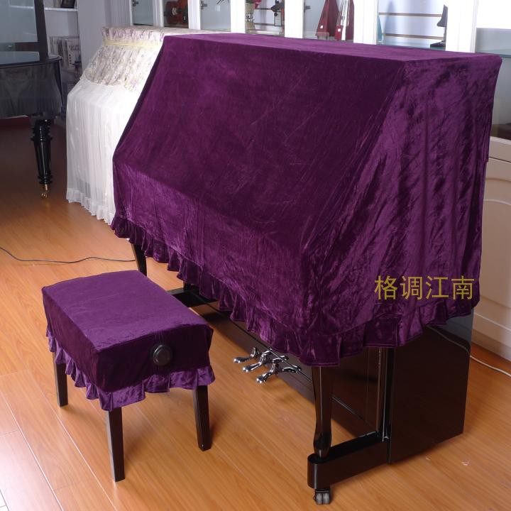 经典加厚金丝绒半罩 布艺防尘钢琴罩钢琴套红紫蓝绿黑双单人凳罩