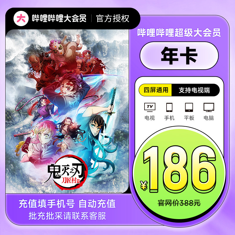 哔哩哔哩超级bilibili大会员12个月 B站大会员vip电视年卡填手机_虎窝淘