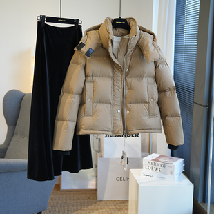 2025年冬季新款加厚高端鹅绒短款羽绒服女连帽鹅绒服保暖宽松外套