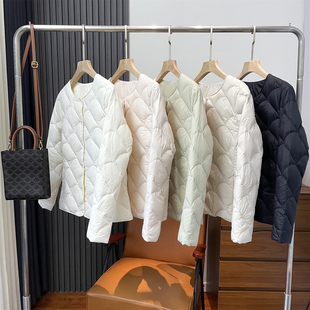 保暖显瘦百搭内胆外套 圆领羽绒服女短款 2025年秋冬新款 菱格轻薄款