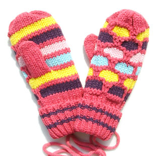 Gloves, winter woolen demi-season keep warm cartoon set, Korean style