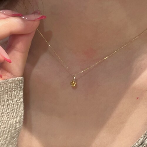 金色mini黄水晶水滴吊坠项链女