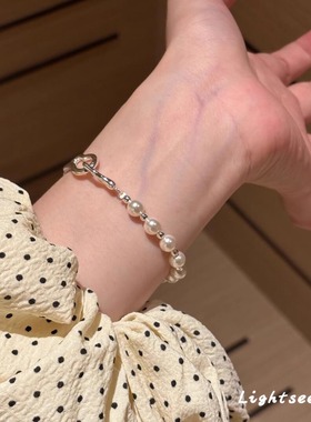 S925纯银拼接半镯手链女款手串