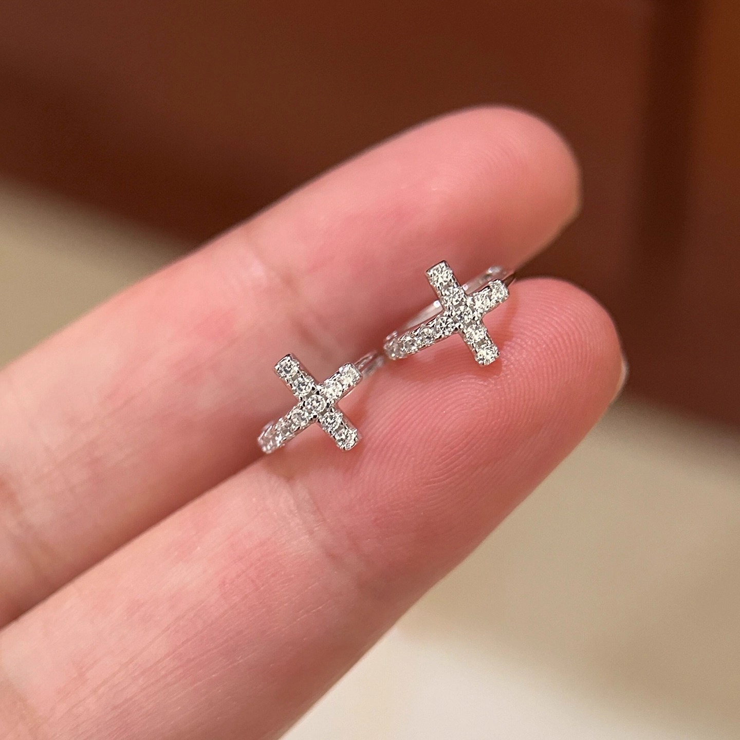爆闪十字架耳环耳钉耳饰