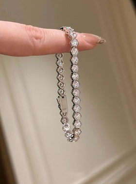 风银色爆闪六边形蜂巢手链女款