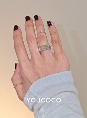 银色不规则几何金属宽口戒指女