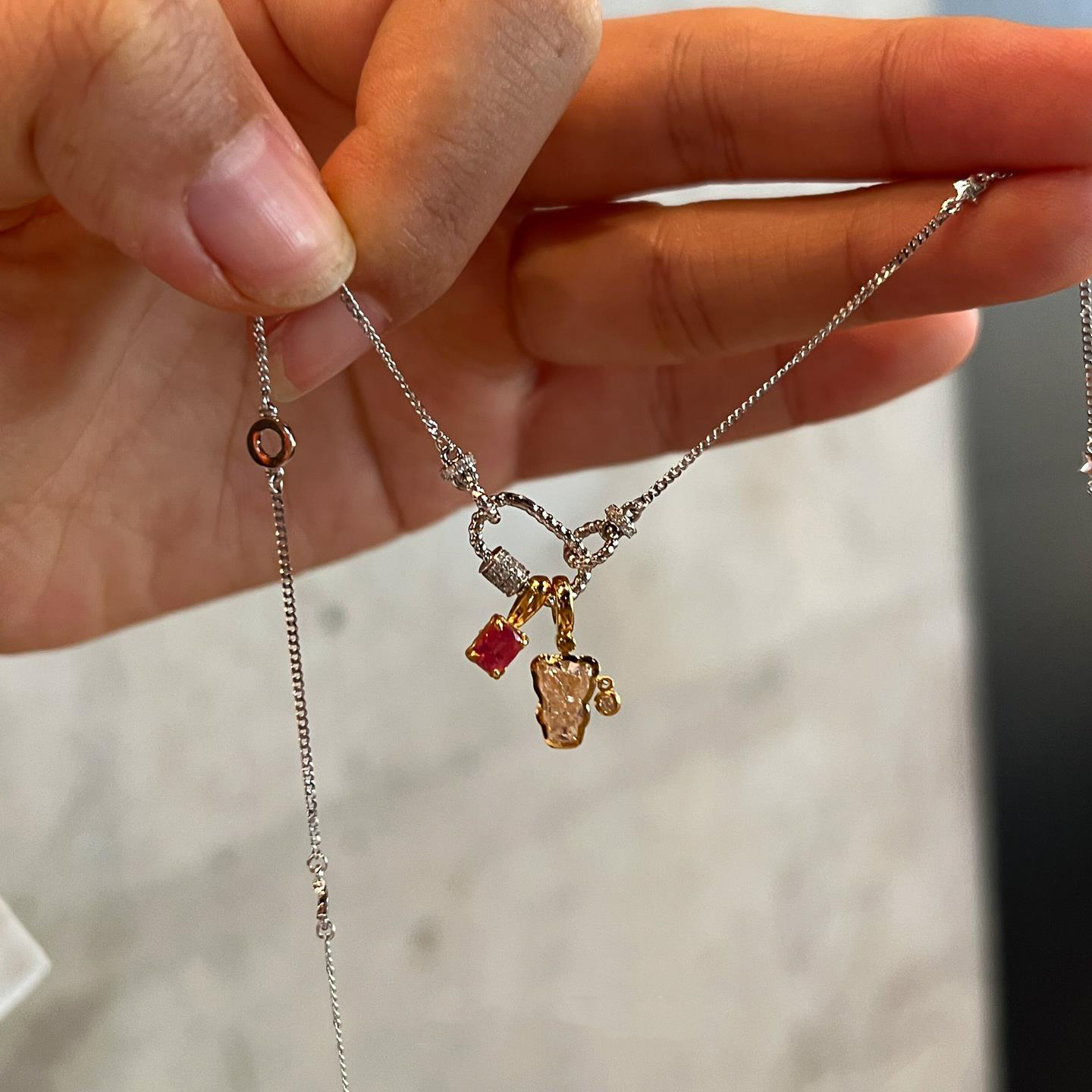 金色小熊吊坠叠戴项链