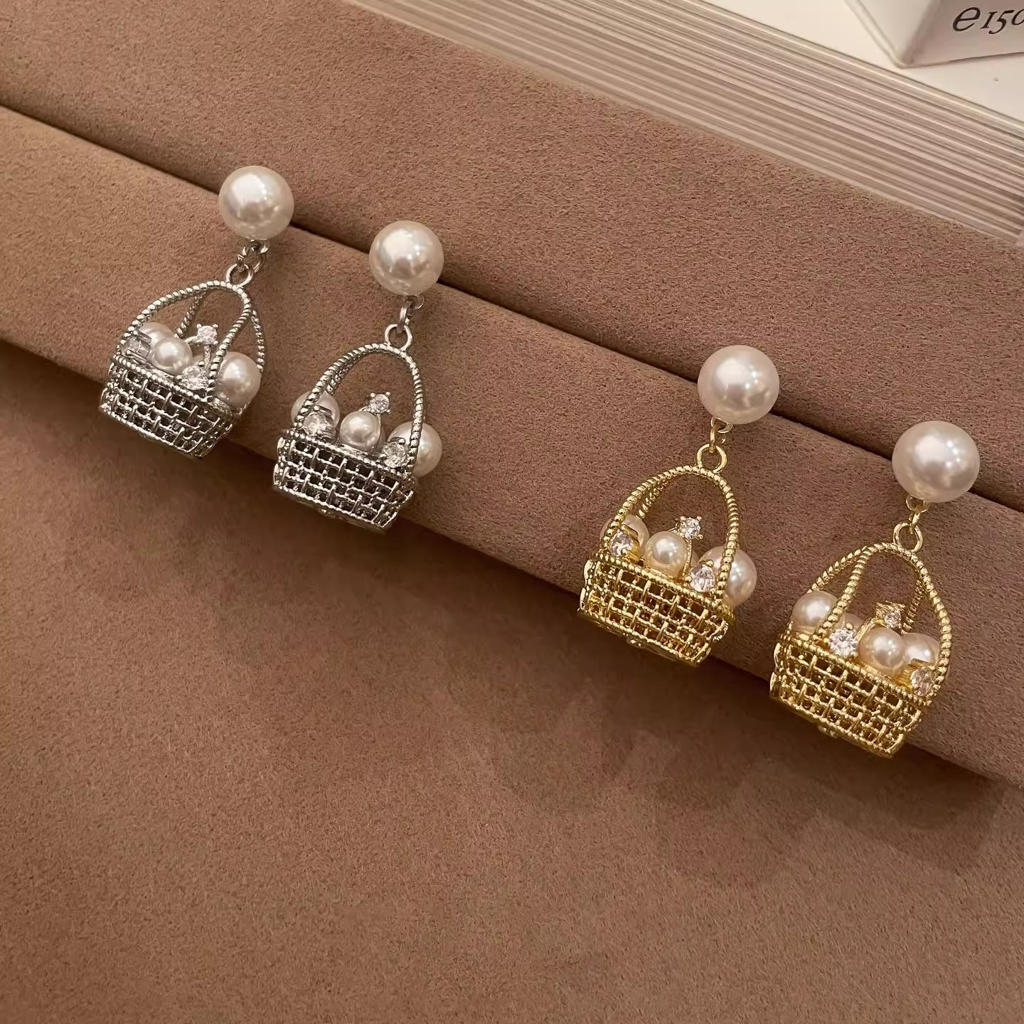 S925纯银花篮珍珠耳钉女新款轻奢小众高级感独特气质百搭耳环耳饰,饰品/流行首饰/时尚饰品新,耳钉,淘宝优惠券,粉丝福利购,淘宝优惠卷