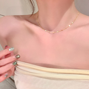 S925纯银波光闪片项链女款2025新款轻奢高级感简约锁骨链气质颈链