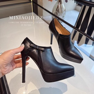 米小姐2025新款超高跟深口单鞋尖头细跟恨天高高跟鞋时装鞋及裸靴