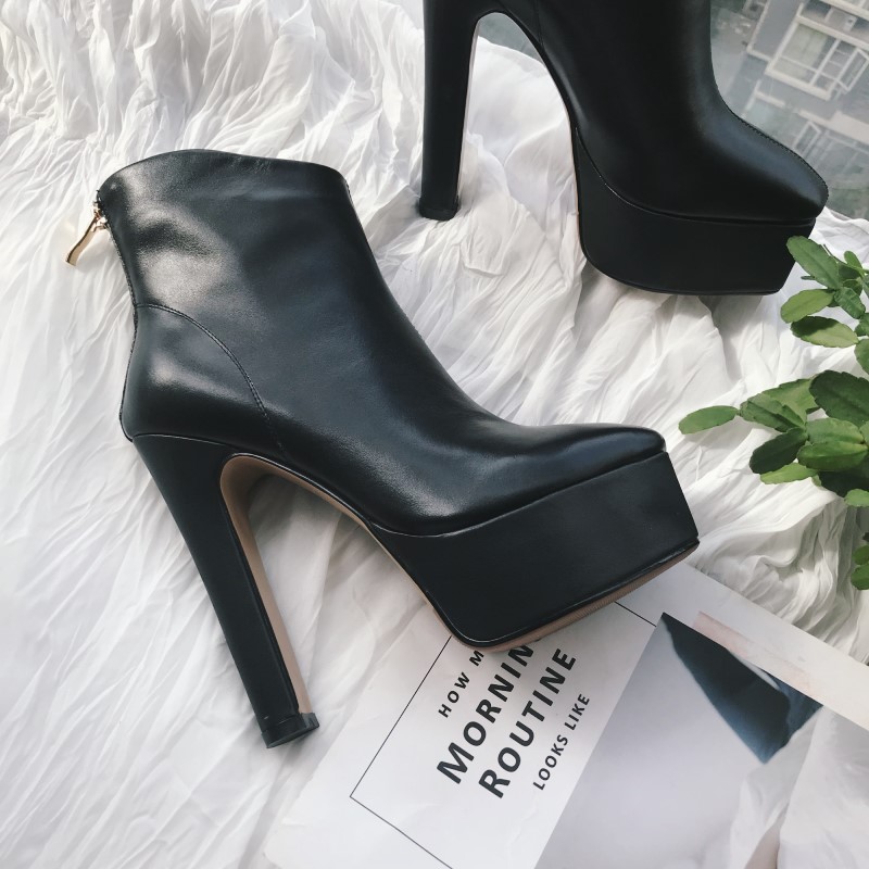 2024年秋季新款防水粗高跟短靴女