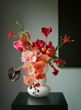 纯白色磨砂感玻璃花瓶ins风格调葫芦百搭瓶手工