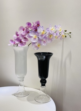 经典款大号黑色托蜡型风灯花瓶样板间居家奖杯插花器拍照摄影道具