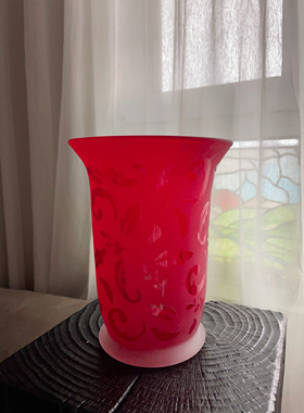 红色刻花过年喜庆花瓶颜值家用客厅茶几结婚乔迁之喜样板间花器盆