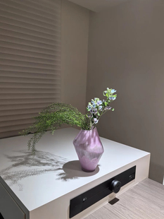 外贸出口手工摹刻花瓶刻磨紫色异形花器粉紫系列一级品尤马马同款