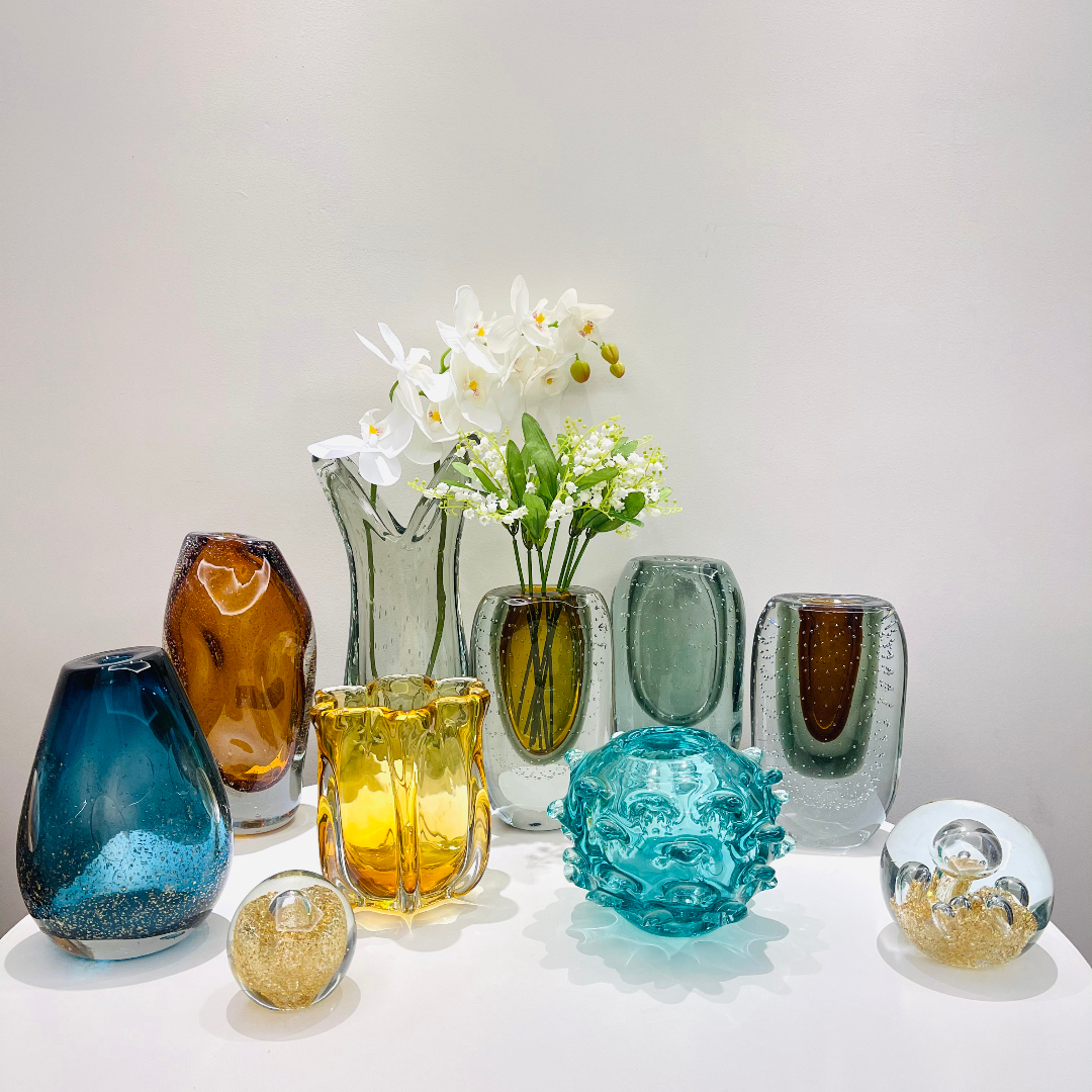 欧式厚壁水晶玻璃花瓶异形不规则气泡款客厅软装家居样板装饰高级