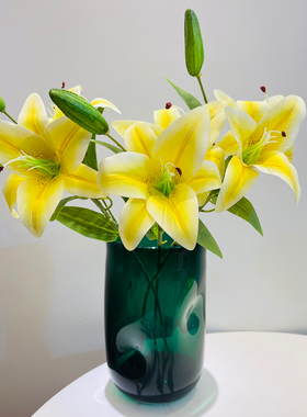 不规则扭扭直筒花瓶复古绿色异形设计感花器