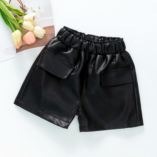 皮短裤女童2023年新款冬季儿童靴裤高腰显瘦百搭阔腿显瘦皮裤潮