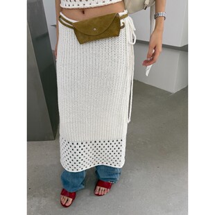 L少女 waitmore复古波西米亚风半身裙女手钩针织镂空长裙BW01826
