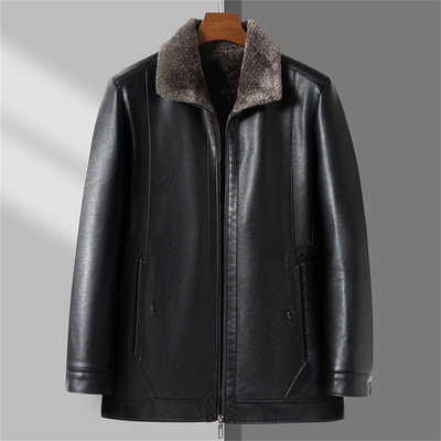 冬季男士皮毛一体翻领皮