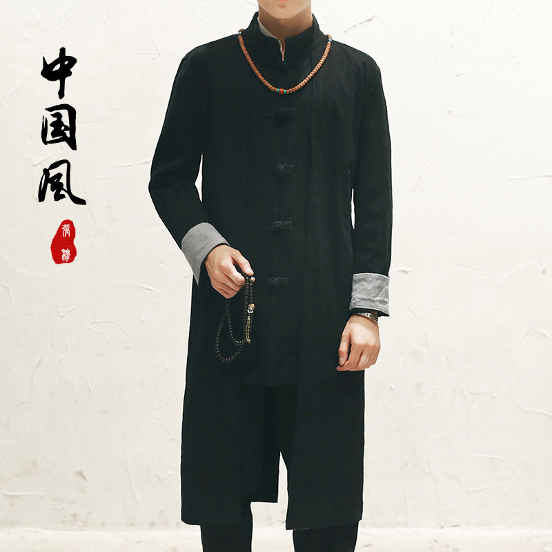 中国风男装佛系长衫中式外套古装道袍青年唐装复古风汉服居士禅服