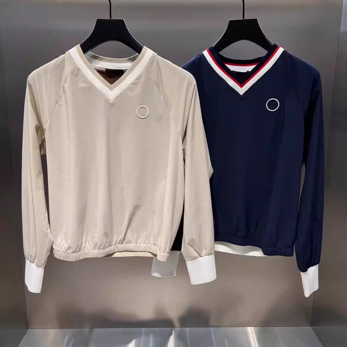 韩国原单高尔夫服装女士V领标志印花长袖T恤运动舒适修身golf上衣