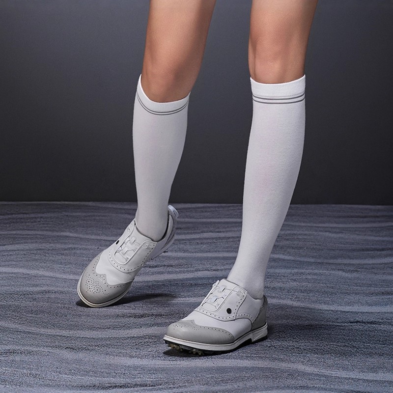 25秋冬新款高尔夫女士条纹印花防滑小腿袜运动吸汗透气golf长筒袜