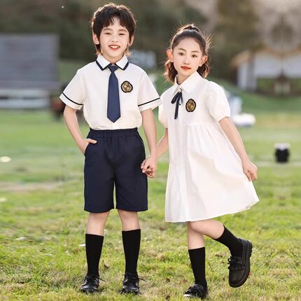 六一儿童大合唱演出服英伦风夏季连衣裙毕业拍照服小学生表演服装