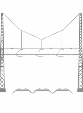 Avigator三线软横跨成品HO比例1/87火车模型接触网电气化沙盘场景