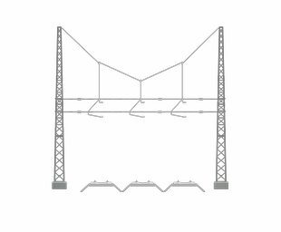 Avigator三线软横跨成品HO比例1/87火车模型接触网电气化沙盘场景