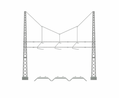 Avigator三线软横跨成品HO比例1/87火车模型接触网电气化沙盘场景