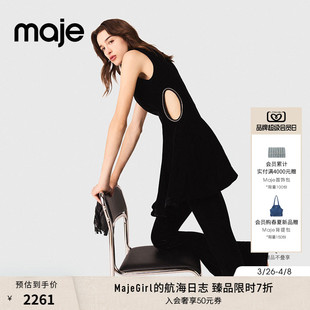 无袖 季 连衣裙 气质黑色仿钻饰短款 法式 末7折Maje2025秋冬款 女装