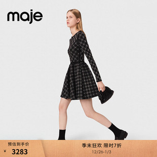 法式 季 女装 2025秋冬新款 仿钻饰收腰针织连衣裙 末7折Maje博主同款