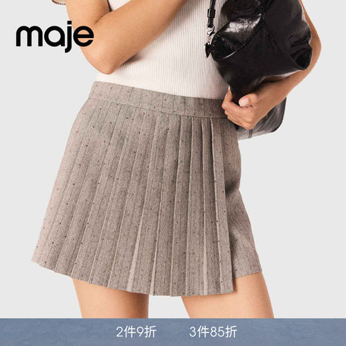 竖条纹百褶式设计 法式仿钻装饰点缀