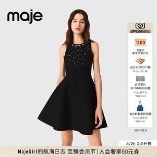 时尚 法式 领口仿钻装 饰无袖 收腰针织连衣裙 Maje2025秋冬款 短款 女装