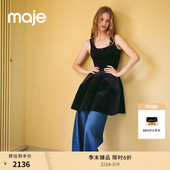 法式 女装 时尚 黑色天鹅绒无袖 连衣裙 季 短款 末6折Maje2025秋冬款