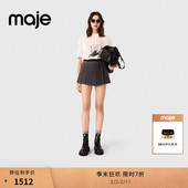 型百褶裙裤 季 法式 气质灰色高腰A字版 末7折Maje2025秋冬新款 女装
