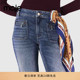 2025秋冬款 高腰牛仔裤 女装 棉质丹宁蓝色长款 气质时尚 Maje商场同款