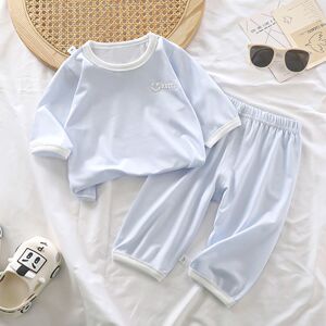夏季新款空调服套装男女童薄款睡衣宝宝七分袖七分裤家居服