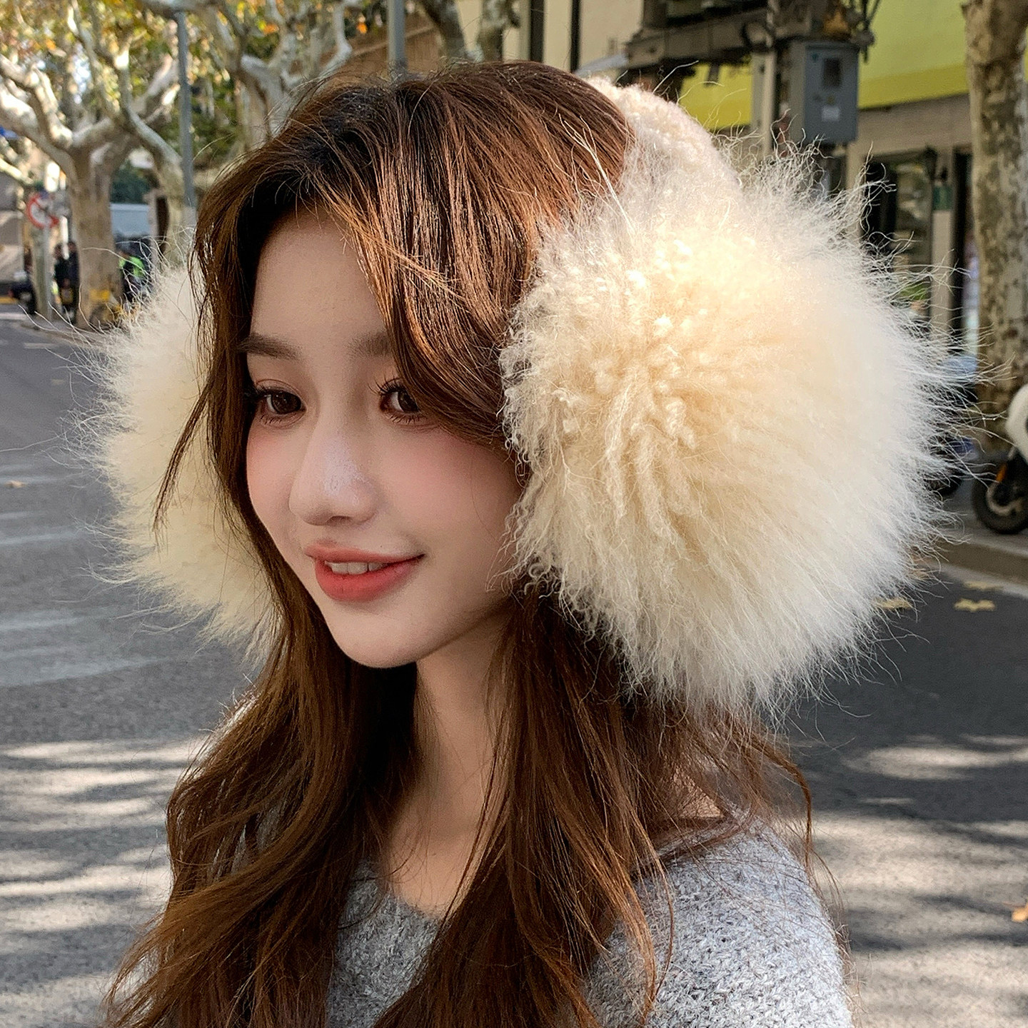韩版山羊绒长毛耳罩防寒护耳保暖羊毛耳捂子真毛毛耳罩女耳套耳暖