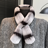 秋冬青紫蓝龙猫真獭兔毛细小围巾皮草双面加厚保暖围脖毛毛领子