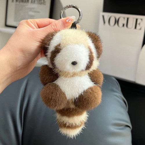 cc皮草小浣熊钥匙扣包包挂饰