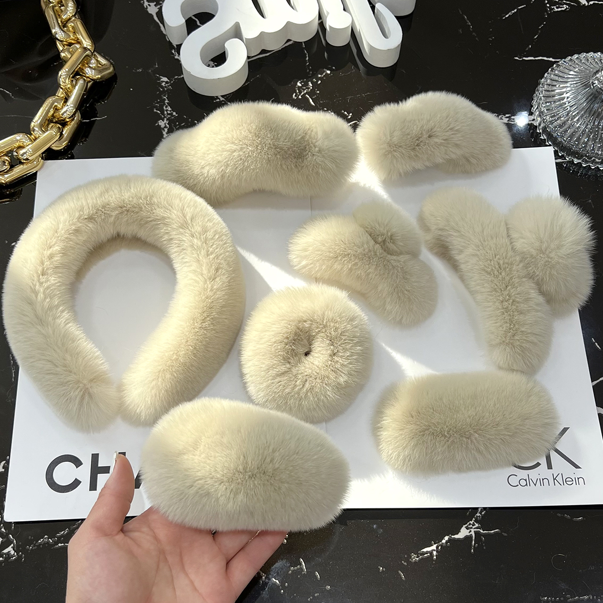 裘瑞兴抓夹发箍鲨鱼夹獭兔毛气质