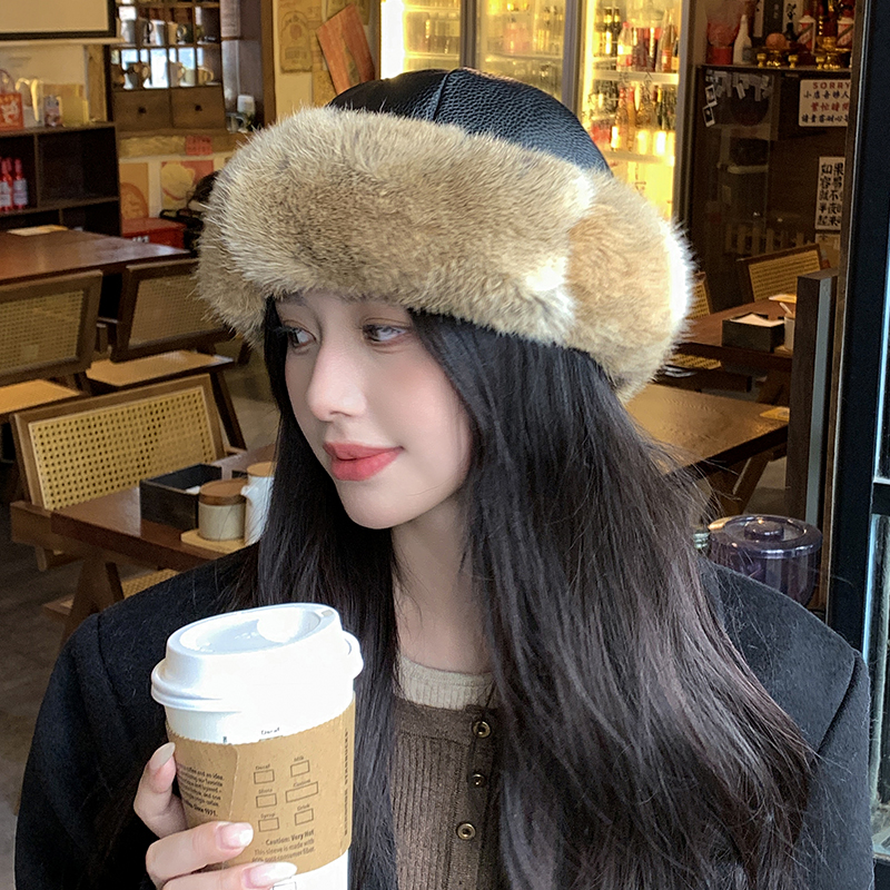 兔毛帽子气质渔夫帽小礼帽