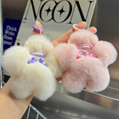 獭兔毛汽车钥匙扣挂件ins网红毛绒书包包挂饰礼物 可爱小星星