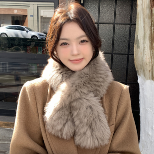 真狐狸毛编制围巾冬双面加厚保暖韩版 气质毛领围巾毛茸茸皮草围脖