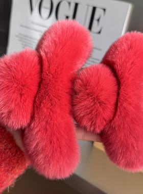 复古新年红色发夹女2025新款后脑勺毛绒抓夹秋冬高端鲨鱼夹子头饰